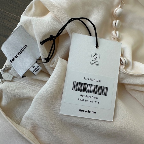 Reformation ROY Satin Wedding Dress Halter Gown - Fior Di Latte - with tags - 6 - Picture 6 of 14